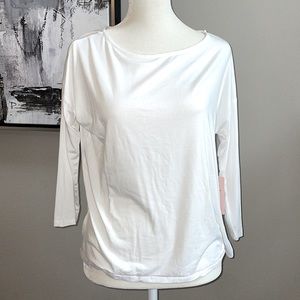 White Gibson Everyday 3 Quarter Sleeve Knit Top XXS Petite